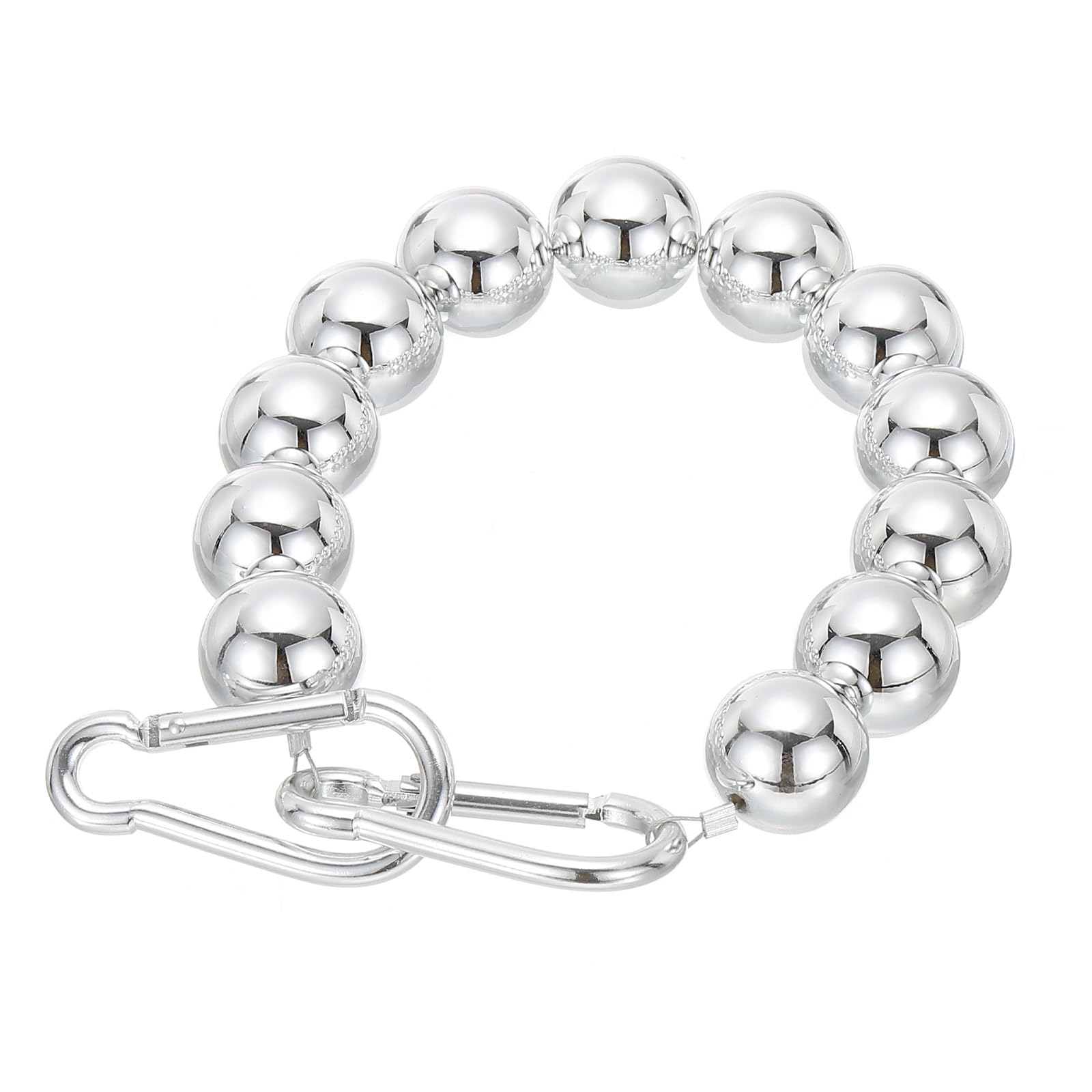 PATIKIL Flagpole Retainer Ring Flag Pole Accessories, Flag Beaded Mount Ring Keep Flag Close to Pole Weight with Stainless Steel Cable for Indoor Outdoor Flagpole, Silver Tone, 3"