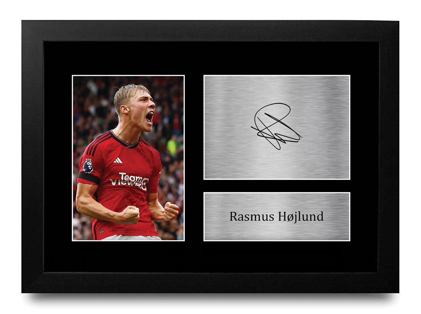 HWC Trading FR A4 Rasmus Hojlund Gifts Printed Signed Autograph Picture for Football Fans and Supporters - A4 Framed