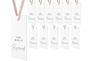 12 Pack Reserved Signs Chair with Ribbon 5.5x2.36 in – Elegant Reserved Signs for Ceremony, Church Pews, Mariage Reception, S