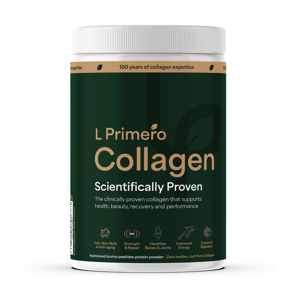 L Primero Collagen Peptides Powder Supplement for Men & Women, Grass-fed, Hydrolysed Unflavoured Bovine Bioactive Collagen Protein, Proven Absorption, High Strength, Antiaging, Keto, Halal & Kosher