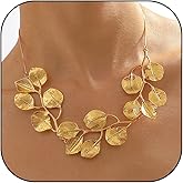 Chunky Gold Necklace Gold Statement Necklace for Women Chunky Pearl Leaf Necklaces Exaggerated Jewelry for Women Trendy Stuff Jewelry Gifts
