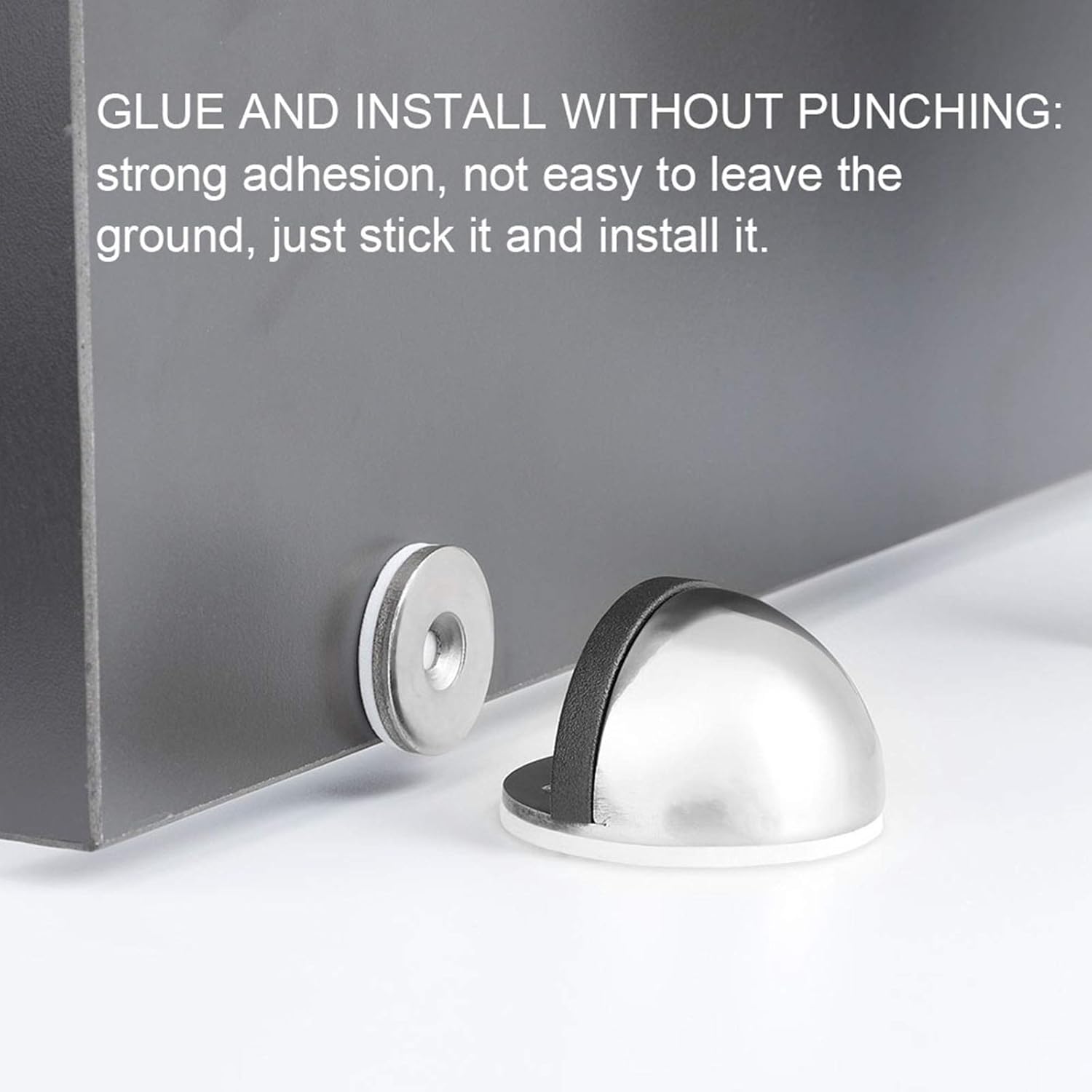 2 PCS Magnetic Door Stop,Half Moon Floor Door Stopper with Rubber Bumper, Stainless Steel Floor Door Stopper - Image 5