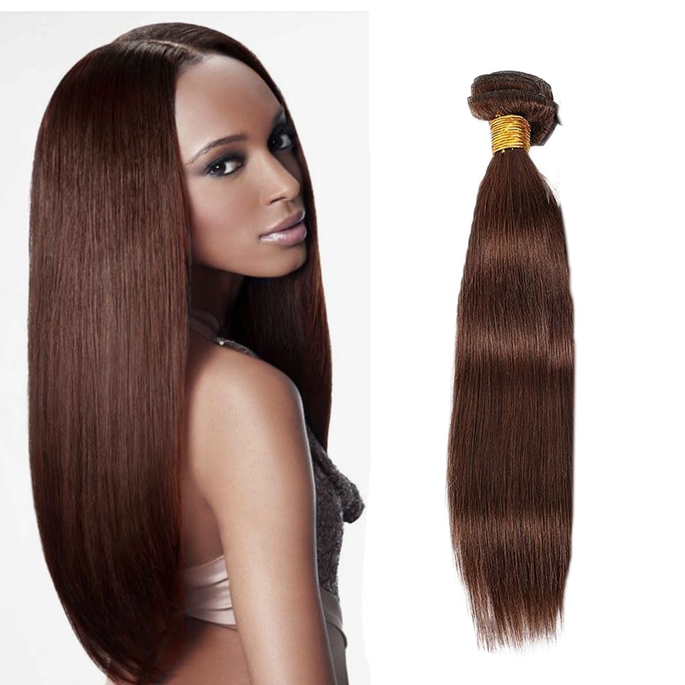 Photo 1 of #4 Brown Bundles Human Hair Straight Bundles 24 Inch 1 Bundle Unprocessed Brazilian Virgin Hair Chocolate Straight Human Hair Extensions
