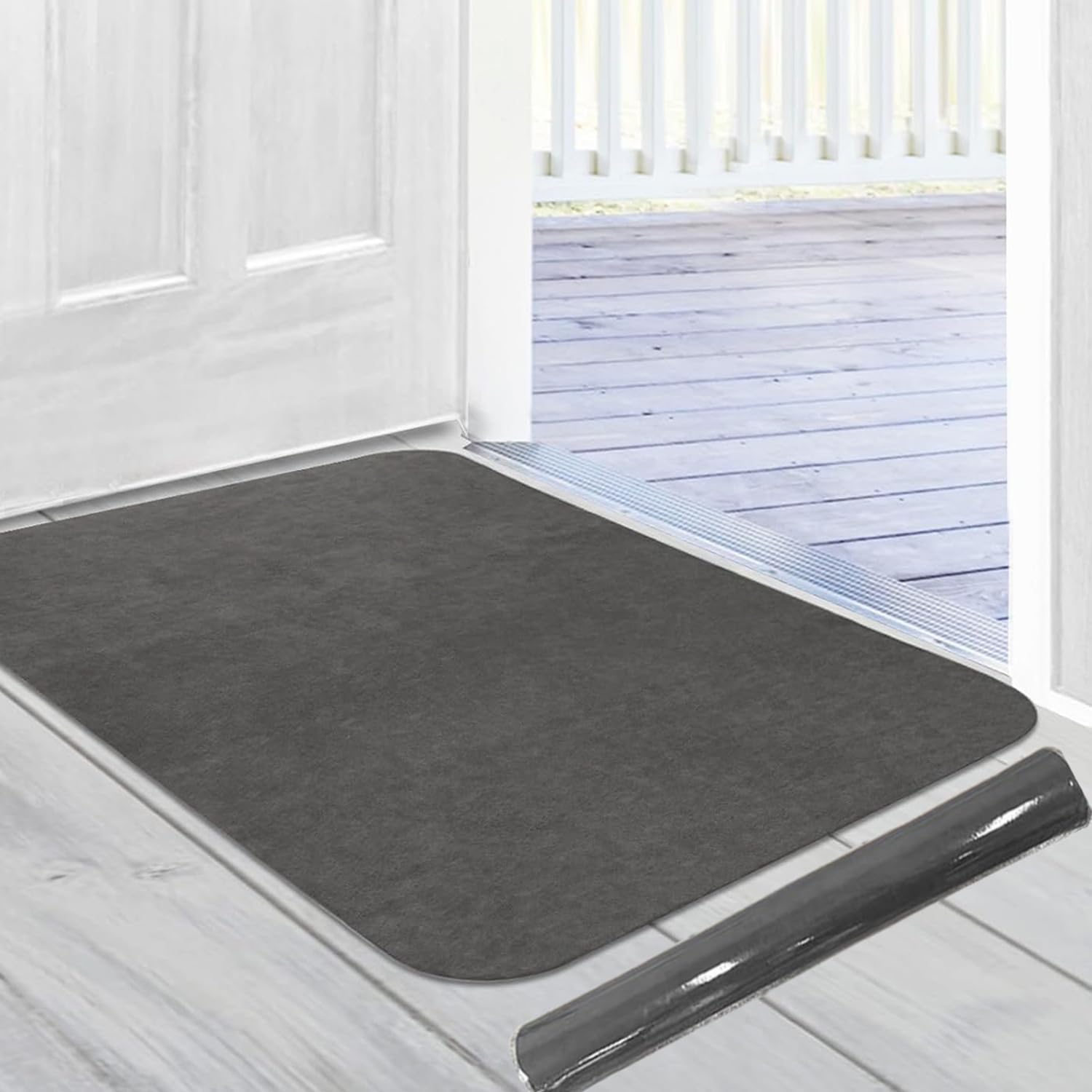 Jlyjlyfu Ultra Thin Door Mat Indoor, 2.6MM Durable Indoor Door Mat Washable Door Mats Non Slip Inside DoorMat Dirt Trapper Indoor Doormat Low Profile Entrance Doormat, Absorbent Kitchen Rug (40x60cm)