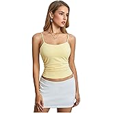 RoseSeek Women's Crop Camisole Tops Fitted Spaghetti Strap Tank Top with Built in Bra
