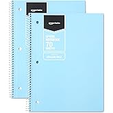 �鶹�� Basics Wide Ruled Spiral Notebook, 70 Sheets, 8" x 10-1/2, Light Blue, 2 pack