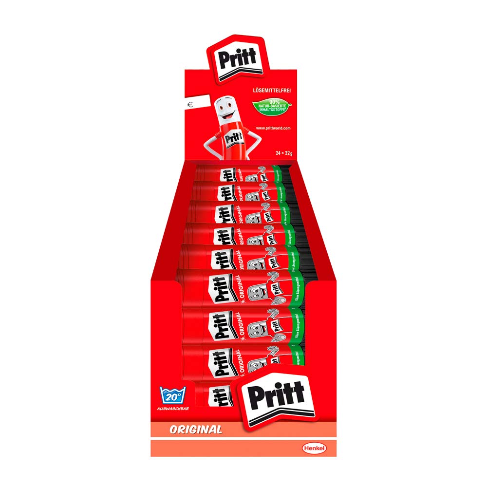 Pritt PKS22 Glue Stick Box Display with 24 Glue Sticks, Original, 22 g Each