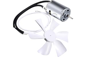 RUSFOL 6" Replacement White RV Vent Fan Blade with 12V D-Shaft Motor, Compatible with Heng's, Elixir, Ventline, Jensen