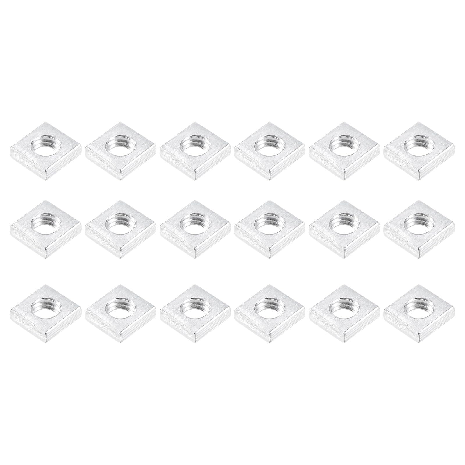 METALLIXITY Square Nuts (M4x7x2mm) 200Pcs, Carbon Steel Hardware Nuts - for Furniture Construction Mechanical Equipment Fasteners, Silver Tone