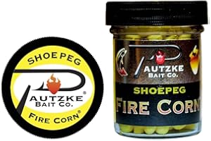 PAUTZKE BAIT PAUTZKE'S Shoepeg Fire Corn - Effective Fishing Bait for Kokanee Salmon and Trout, Krill Scent Cured Fish Bait, Sweet and Firm Shoepeg Kernels, Ready-to-Use, 1.5 Oz