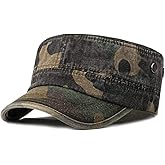 Nanwansu Unisex Military Army Hat Men Women Baseball Cap Flat Top Cap Adjustable Camo Cadet Cap