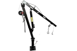 BIGORENDA Hydraulic Pickup Truck Crane with Hand Winch,2000 LBS Capacity,360°Swivel Truck Jib Engine Hoist Crane,Davit Crane,44.09”to 57.48”Working Boom Range,for Lifting Workshops,Construction,Agriculture