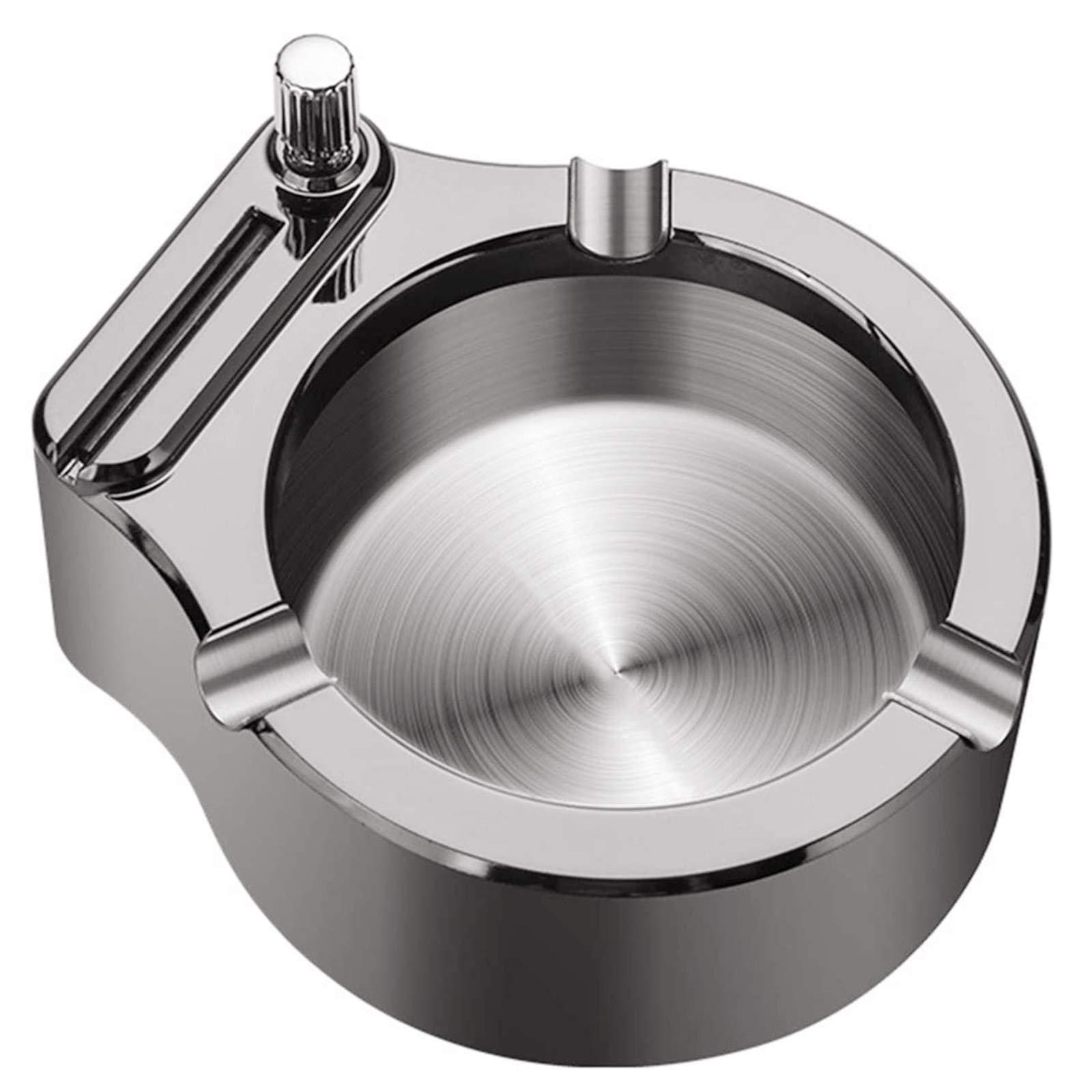 Yizemay Retro Metal Ashtray, Stainless Steel & ABS, Ten Thousand Match Windproof, Secure Cigarette Slot, Multifunctional Use
