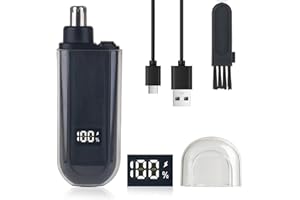 Mendaping Nose and Ear Hair Trimmer for Men, 2025 Nose Hair Trimmer Clipper with LED Display for Women, Professional IPX7 Waterproof Dual Edge Blades Nasal Trimmer Clippers for Travel (Black)