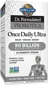 Garden of Life Dr. Formulated Probiotics Once Daily Ultra, 90B CFU, 30ct | 90 Billion CFU - Daily Probiotic for Colon & Immun