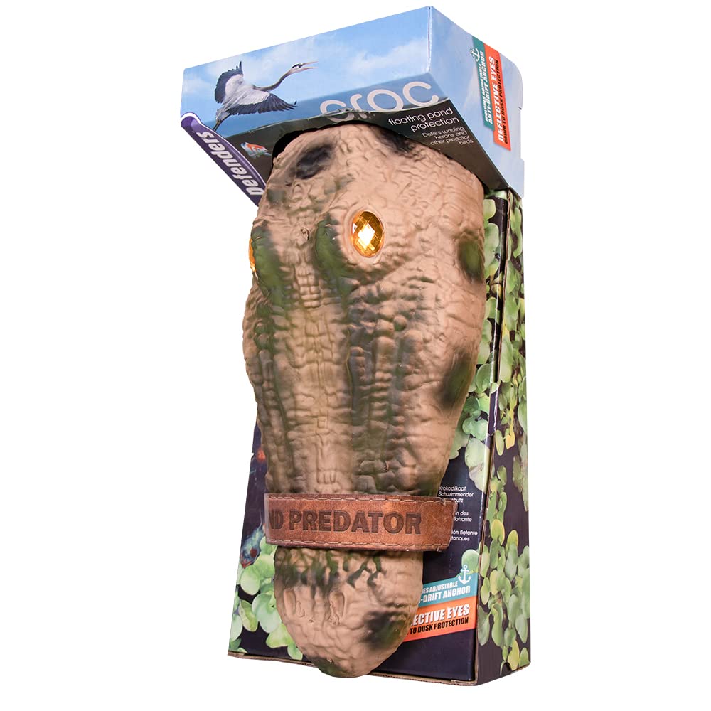 Croc Floating Pond Protection Realistic floating Decoy Deterrent, Scares Birds and Other Predators from Ponds and Protects Fish. 41.5 cm x 12.5 cm x 12 cm