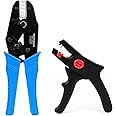 WEKESIGO Non-Insulated Terminals Ratcheting Crimper Tool for non-insulted assortment TC-1, TC-A, TC-B, TC-C, TC-T u shape copper terminals WKS-0560B with multifunctional wire stripper&cutter