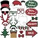 Real Glitter Christmas Photo Booth Props Kit - Large Size, No DIY Required, 21Pcs - Funny Christmas Party Supplies