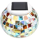 Solar Light, Colour Changing Mosaic Crystal Glass Beside Table Lamp Solar Powered Mosaic Solar Lights LED for Party, Garden Outdoor Decorations (130100mm,as Shown)