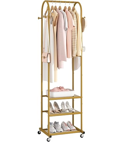 Klass Home Collection Heavy Duty Clothes Rail – 120kg Capacity – 2 Rods + 4 Shelves – White Steel