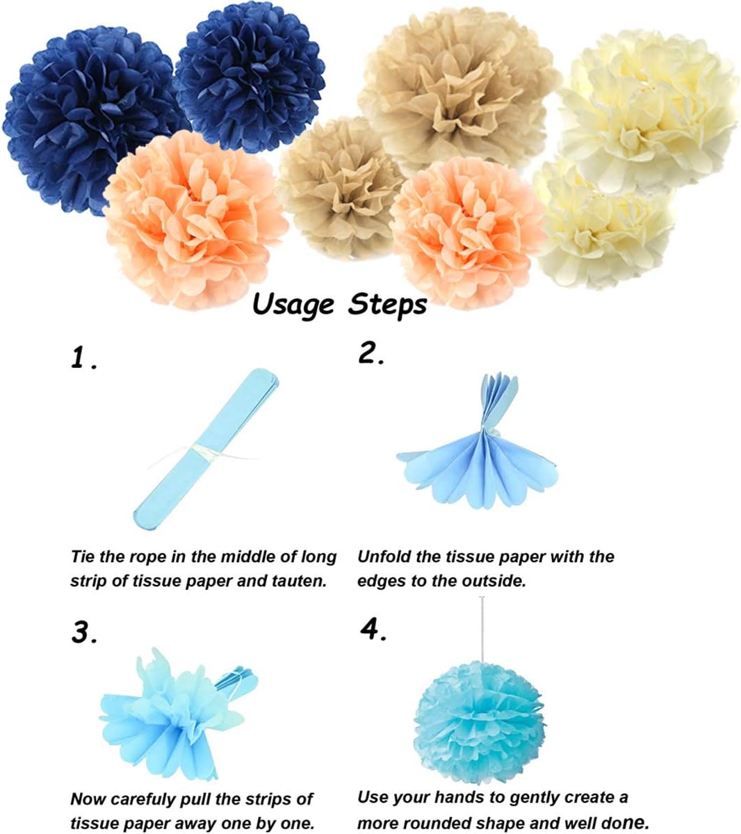 32 Pack Navy Blue Rose Gold Party Decoration Kit - Navy Rose Gold Balloons, Curtains, Paper Flowers,Tassel and Garland for Bridal Shower, Baby Shower, Gender Reveal, Graduation, Rose Gold Bachelorette Party Decorations: Toys & Games
