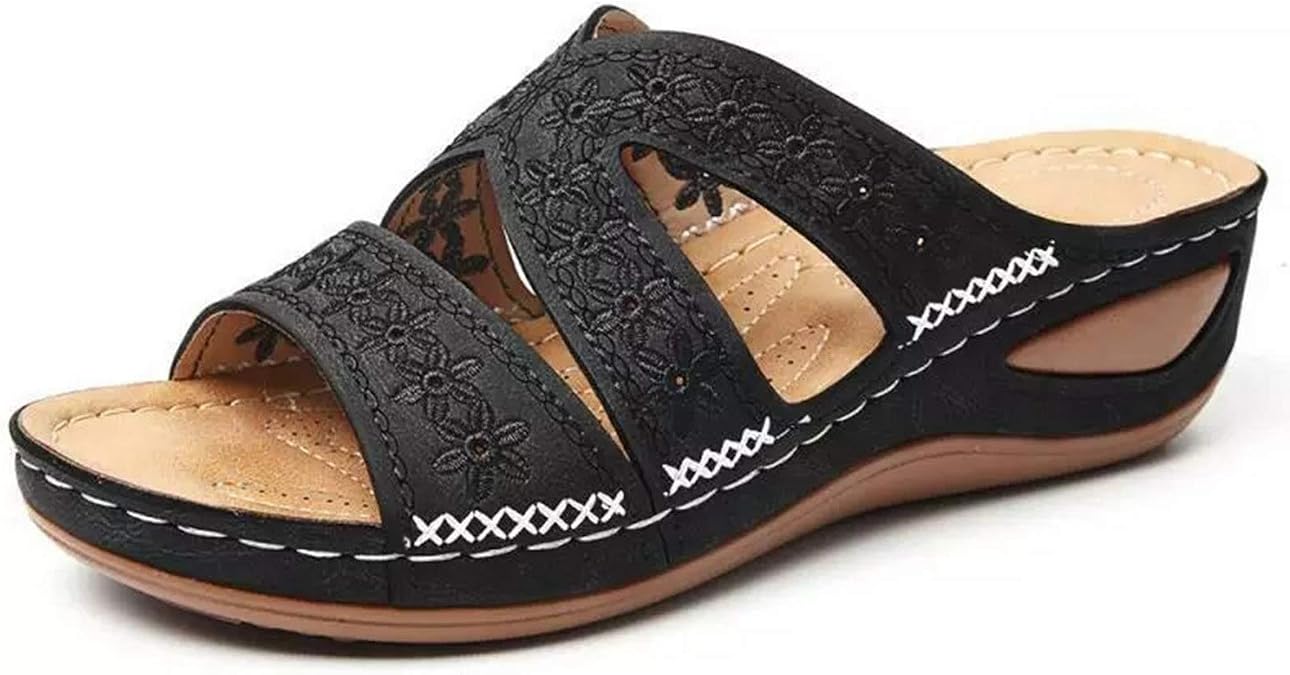 sursell vintage flower orthotic sandals