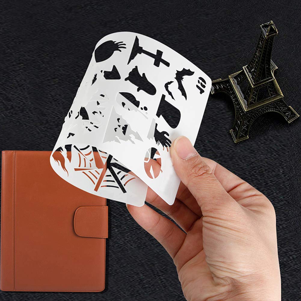 Rpuomtz 24 PCS Journal Stencil Plastic Planner Set for Journal Notebook Diary Scrapbook DIY Drawing Template 4x7 Inch