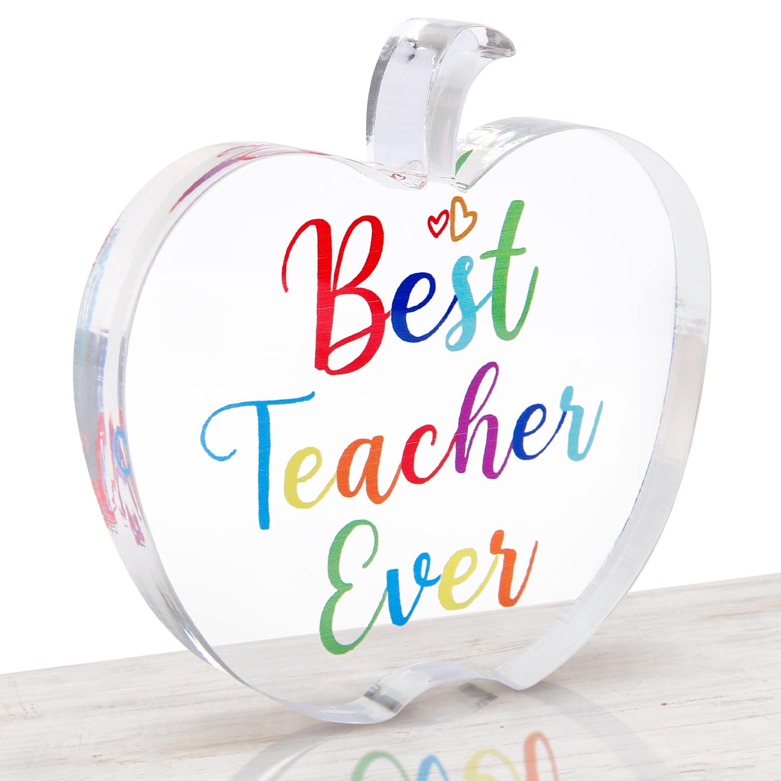 HONMOK Teacher Gifts, Thank You Gifts for Teacher, Best Teacher Ever Gifts, Apple Shaped Acrylic Plaque, Teacher Appreciation Gifts, Teacher School Leaving Gift Presents for Graduation Teacher's Day
