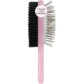 Mane Double Take Dual-Sided Hair Brush - Two-in-One Travel Size Boar Bristle Hair Brush for Smooth Slick Backs &amp; Metal Pin Side for Detangling - For Ponytails, Buns &amp; Touch-Ups On the Go