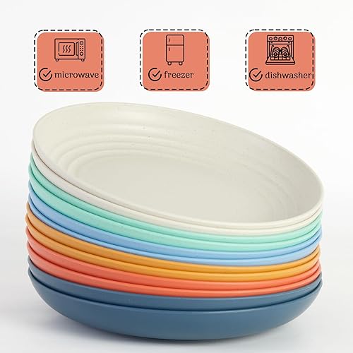 12PCS Unbreakable Dinner Plates, Dishwasher Microwave Safe
