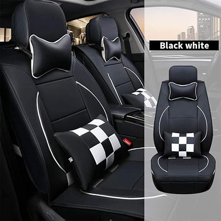 Amazon 全天候用カスタムフィットシートカバー ホンダ Honda ホンダ 5座席完全保護防水カーシートカバーウルトラコンフォート 白黒 フルセット 車 バイク 車 バイク