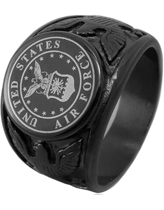 US Air Force Ring - (Gold Plated w/Blue Stone) USAF Military Rings