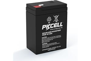 PKCELL 6 Volt 4.5Ah Rechargeable Sealed Lead Acid Battery, SLA Replacement Batteries (F1 Terminals), Rechargeable SLA AGM Battery for Auto Deer Feeder Ride on Cars