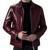 Fashion Hyped Men Crocodile Allidator Maroon Synthetic Leather Jacket
