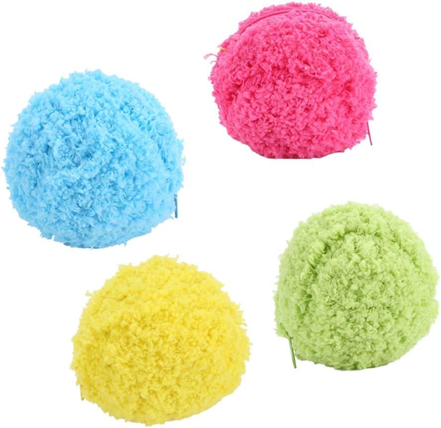 Asien 1Set Automatic Rolling Ball Sweeping Robot Mini Vacuum Cleaner Ball Interactive Cat Toy(One Cleaner + 4 Plush Sleeves)