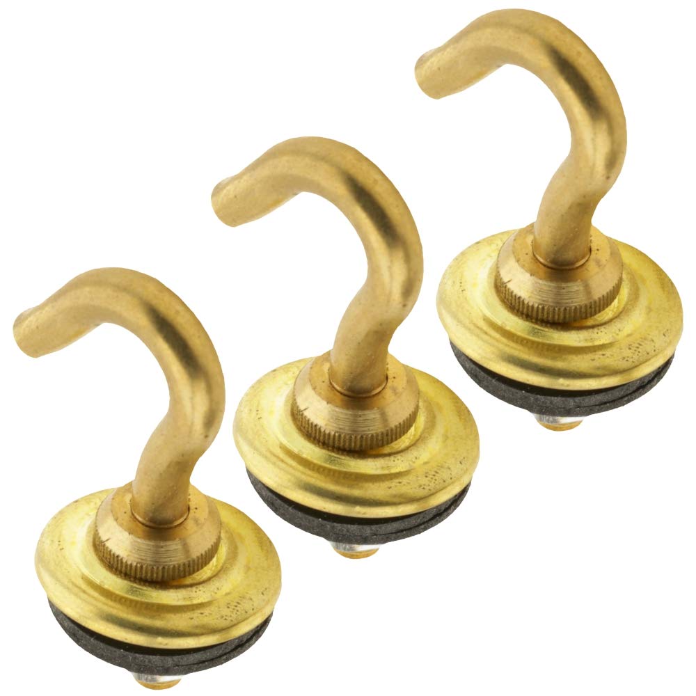 Solid Raw or Antiqued Brass Flycatcher Bowl Shade Hook (Raw Brass, 3 Pack) — image 1