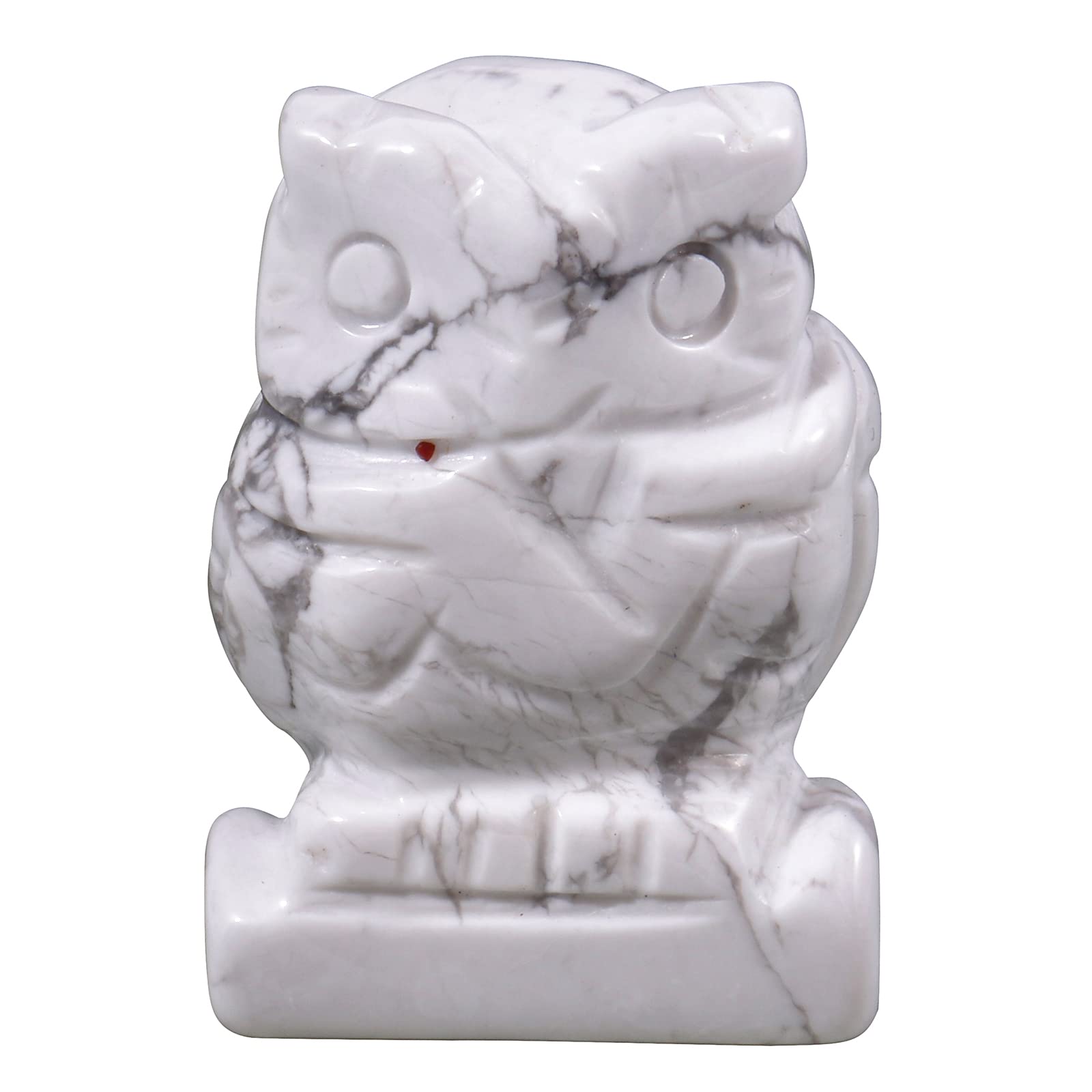 Lovionus89 Natural White Howlite Turquoise Owl Bird Statue, Hand Carved Healing Crystal Animal Figurines Home Decoration 1.5 inches โ image 1