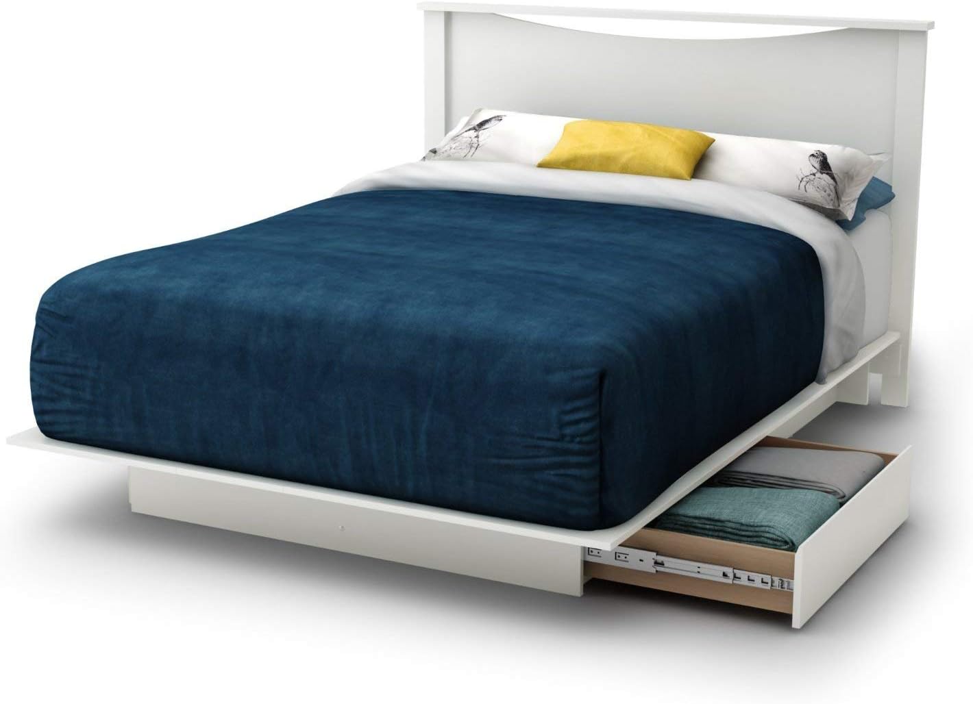 Amazon Com Full Size White Modern Platform Bed Frame With 2