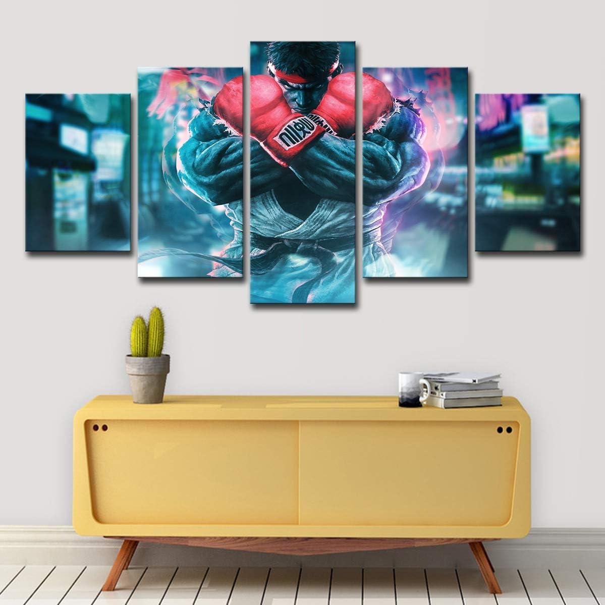 Amazon Com Upnanren 75cm Has Frame 5 Board Modern Home Decoration Painting Street Fighter Oil Painting Canvas Printing Room Posters Prints