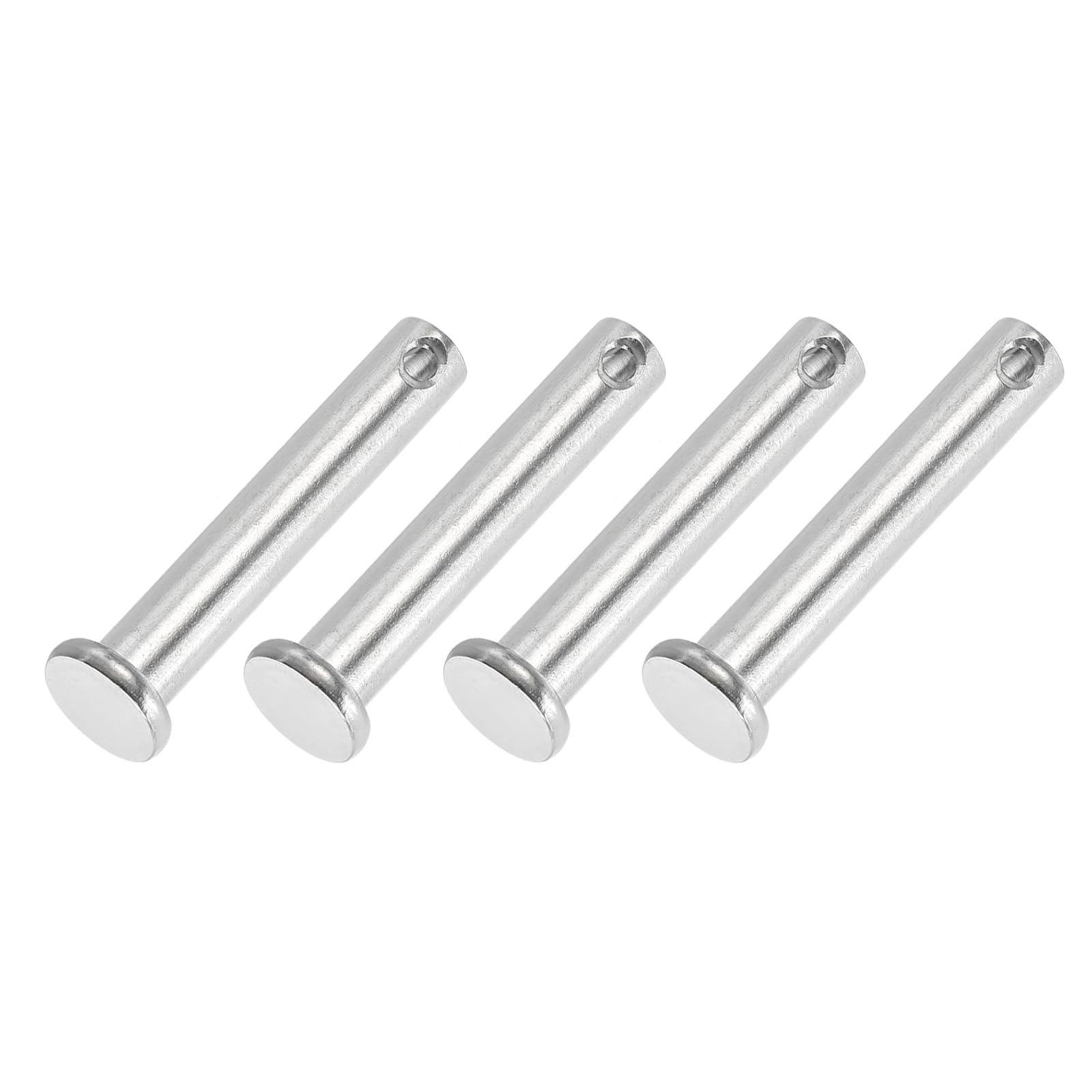 PATIKIL 8 x 45 Mm Single Hole Clevis Pins, 4 Pcs 304 Stainless Steel Flat Head Pin for Hitch Pin Lock Link Hinge Systems, Silver