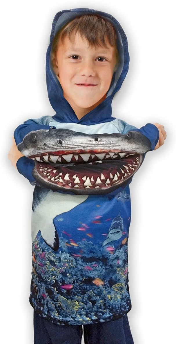 ComputerGear Boys Dinosaur Chompster Lightweight Hoodie Sweatshirt Shark T Shirt Costume Outfit for Kids Girls