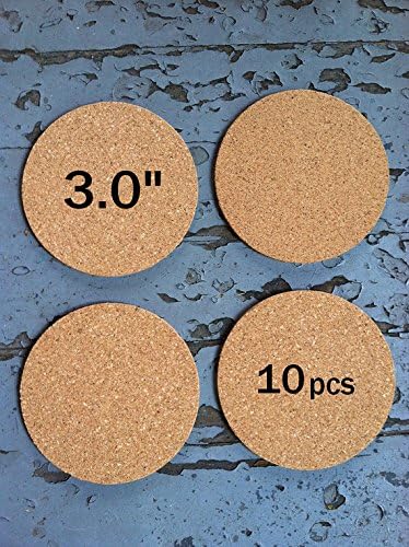 3.0 Inch ROUND Blank Cork Coasters, 1/8" Thick, 10-pack