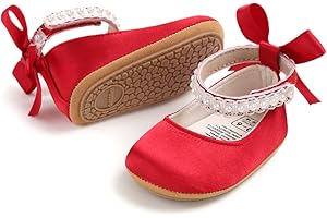 MYLELEYA Baby Girls Mary Jane Flats Wedding Uniform Dress Shoes Soft Anti-Slip Sole Infant Newborn Crib First Walkers Prewalker Shoe