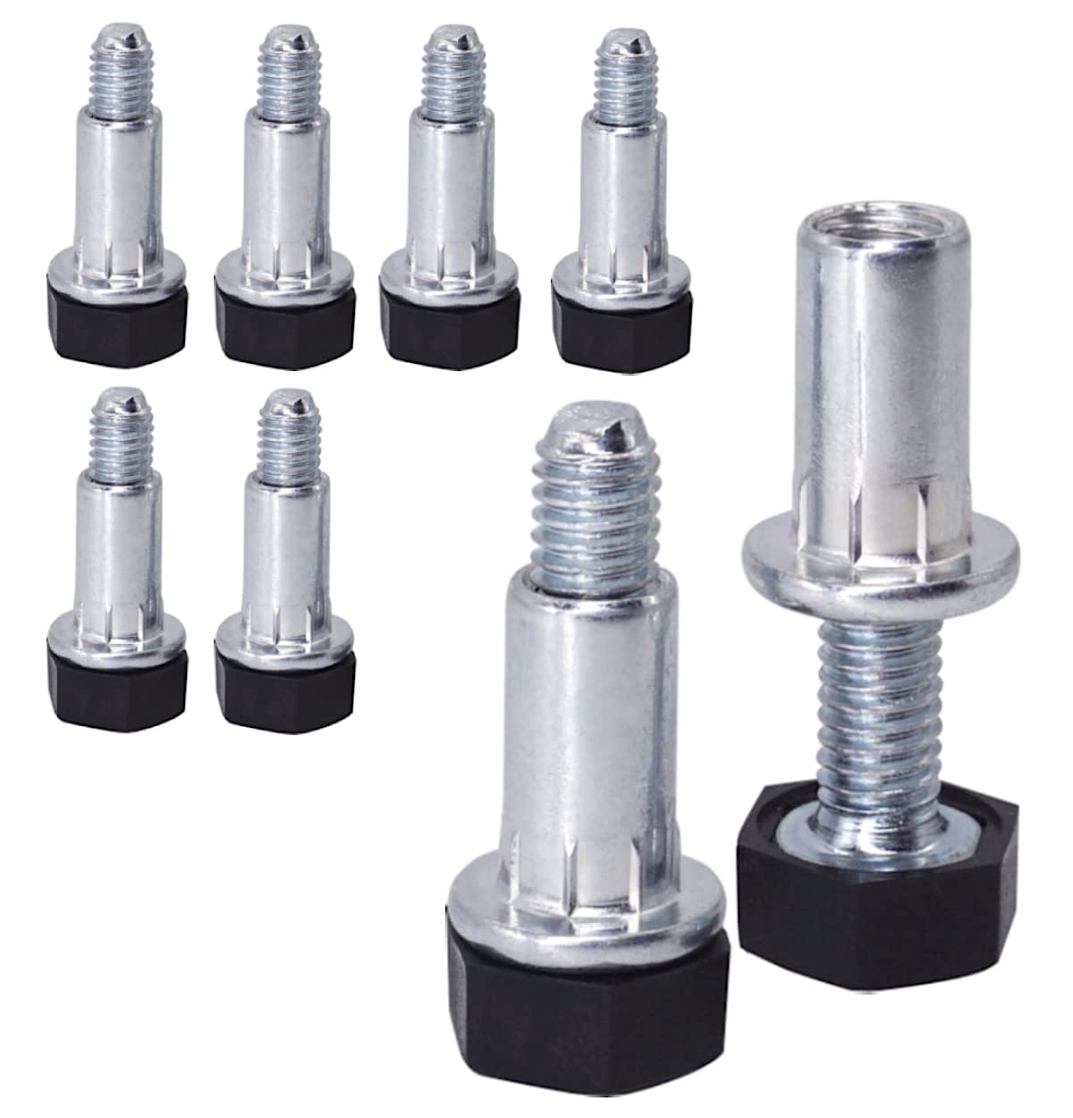 SKIR'CO (Pack of 8 pcs Height Adjustable Metal Furniture Legs, 8 mm Height Small Black Furniture Feet (8, Height 8 mm)