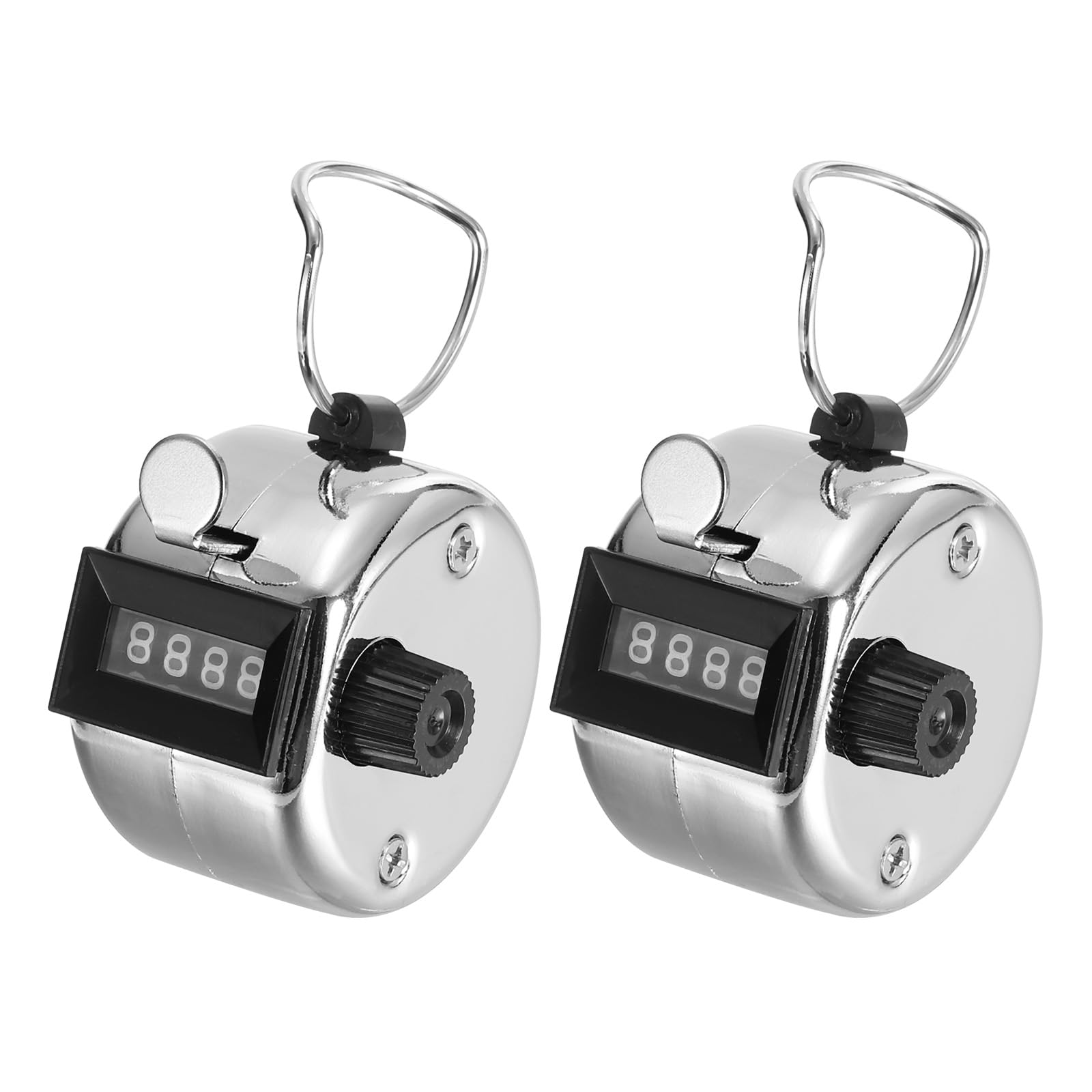 PATIKIL Clicker Counter, 2 Pack Handheld Tally Counter Mechanical 4-Digit Number Click Pitch Counter for Coaching Knitting, Golf, Lap, Fishing, Silver