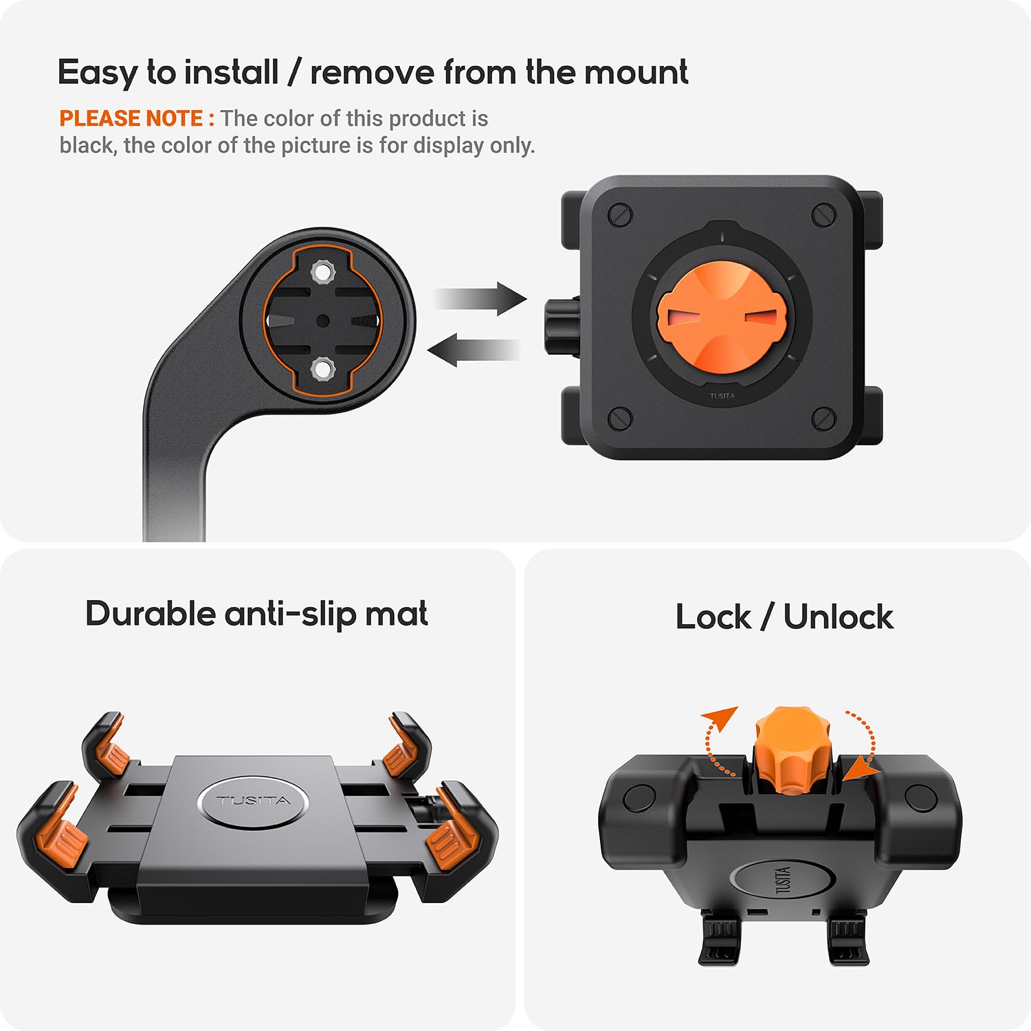 TUSITA Bicycle Phone Holder Compatible with Garmin Mount, 4.0