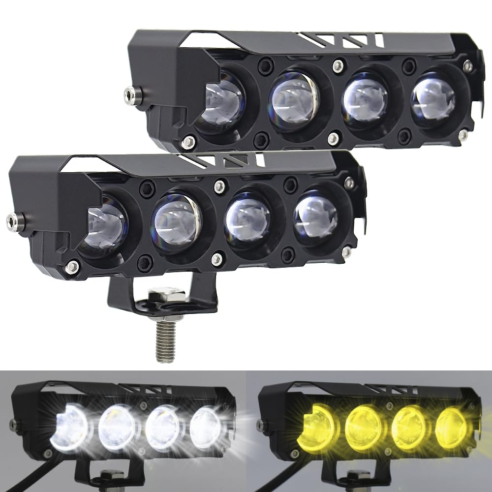 Photo 1 of LED Yellow/White Motorcycle Driving Fog Lights Bar 2Pcs 5Inch Offroad Driving Lights Pod Light Work Auxiliary Lights fit for Motorcycle Truck Vehicle ATV SUV UTV 4WD Boat Tractor