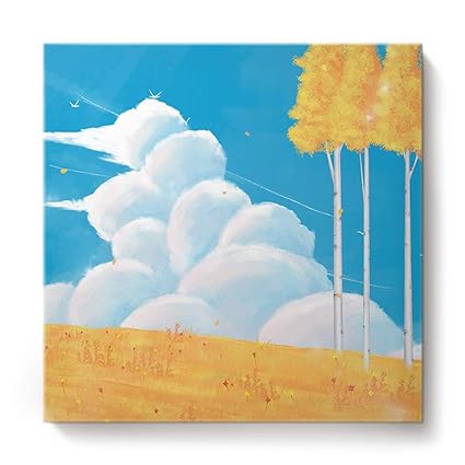 Amazon Com Coutious Autumn Birch Trees And White Clouds