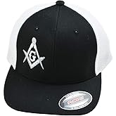 Silver Square & Compass Embroidered Masonic Adult Trucker Hat