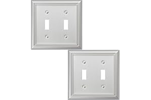 OKAWYC Double Toggle Light Switch Cover Adler Metal Wall Plate, 2-Pack Brushed Nickel 2 Gang, Light Switch Cover Decorative Wallplate, Durable